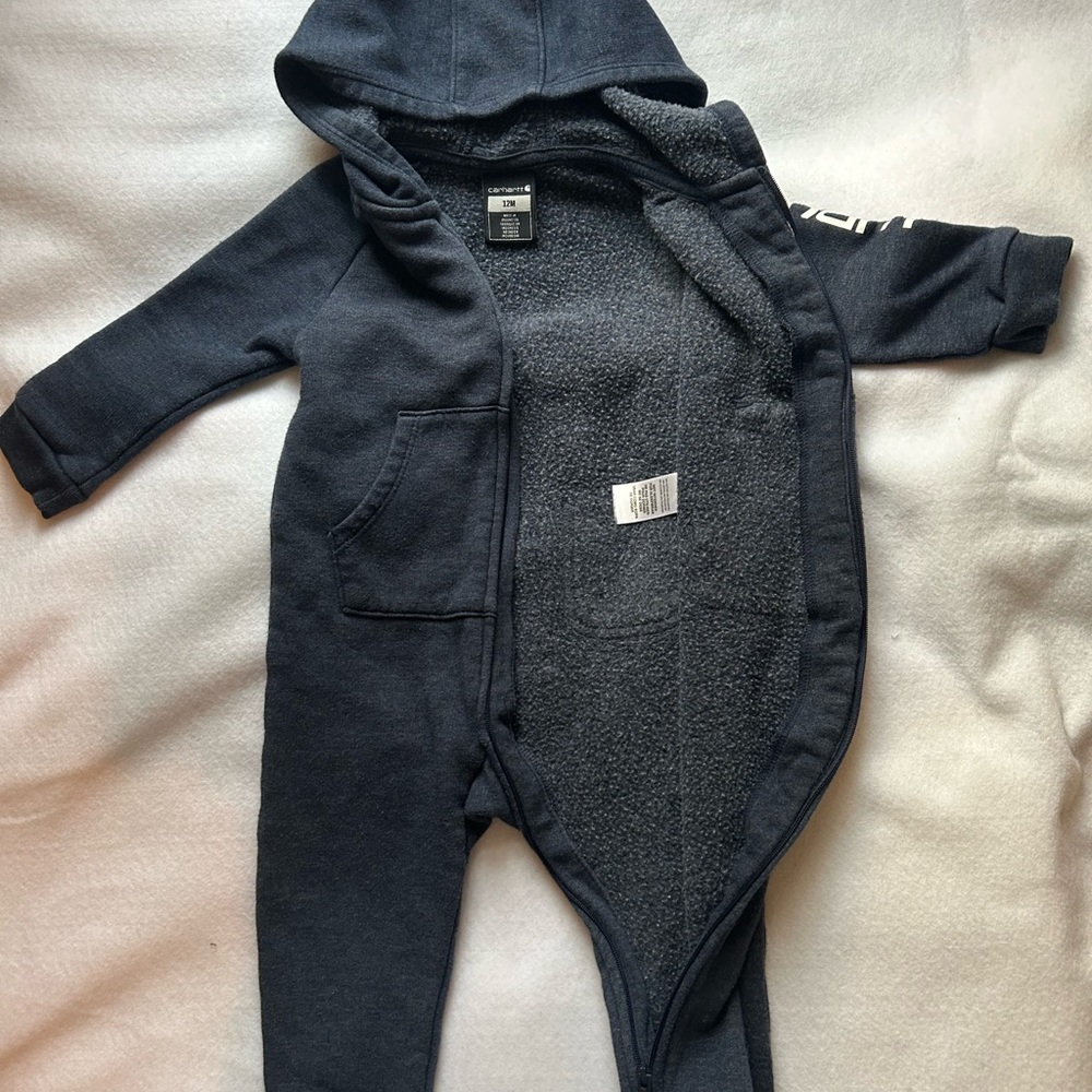 Carhartt Kids Navy Hooded One Piece 12 months - Picture 3 of 7